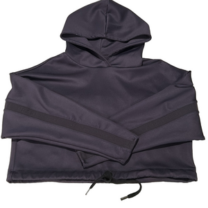 ORAKI scuba signature, recycled, Gray/Dark Purple cropped hoodie Size Medium